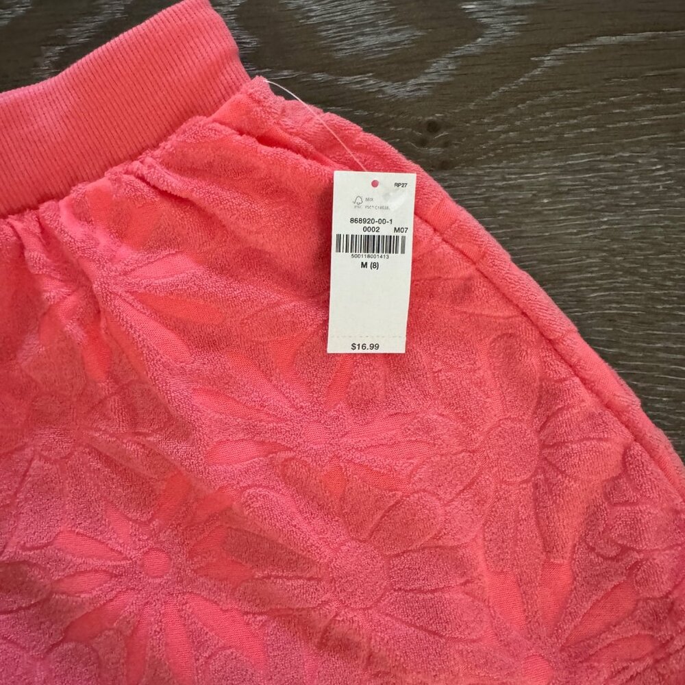 NWT!  Girls Old Navy coral/pink pull on elastic terry cloth skort size Medium 8 - Picture 2 of 2